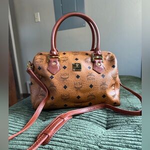 BUNDLE MCM Cognac Visetos Satchel Bag and coin purse